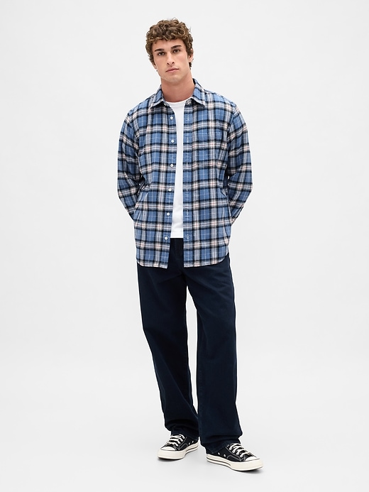 2 of 8 showing, with the color cornflower of product Organic Cotton Relaxed Flannel Shirt