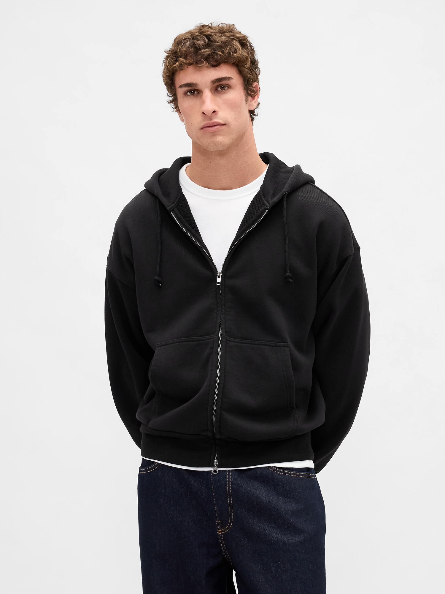 Extra Heavyweight French Terry Zip Hoodie - True Black