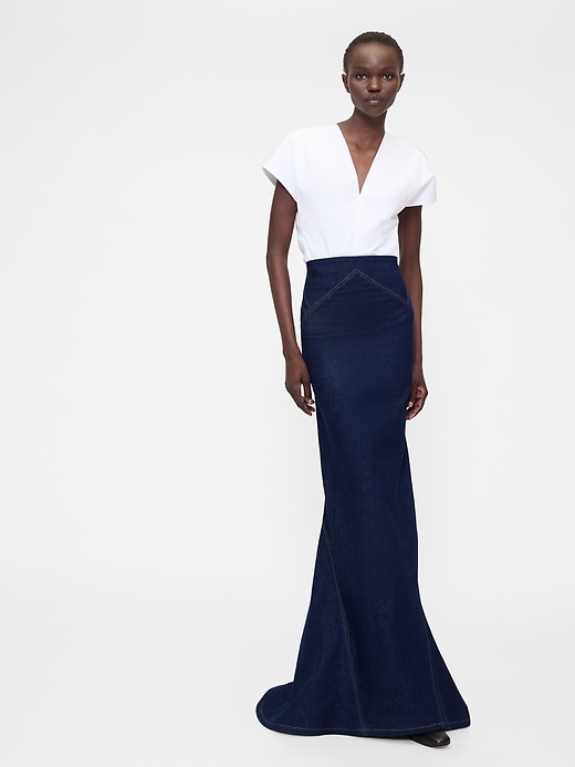 Image number 1 showing, GapStudio High Rise Seamed Denim Maxi Skirt