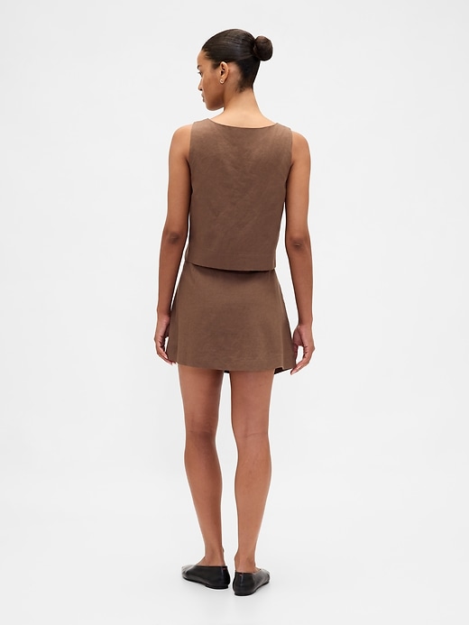Image number 2 showing, Linen-Blend Button-Front Mini Skort