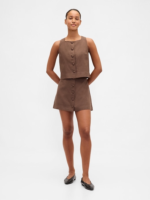 Image number 5 showing, Linen-Blend Button-Front Shell Top
