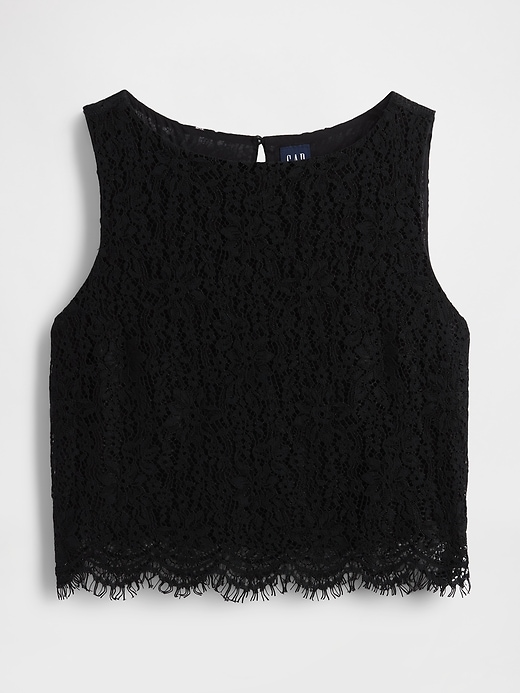 Image number 3 showing, Lace Boatneck Crop Shell Top