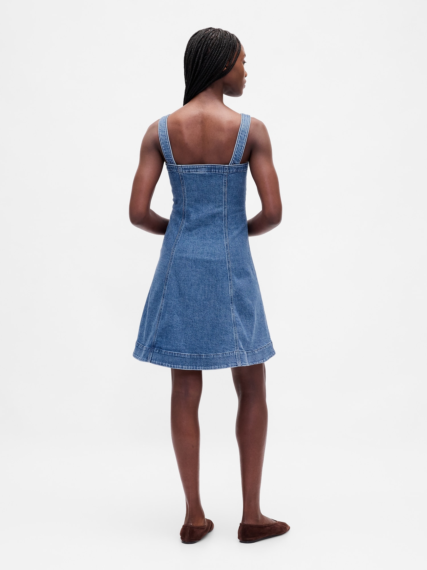Denim Zip-Front Mini Dress