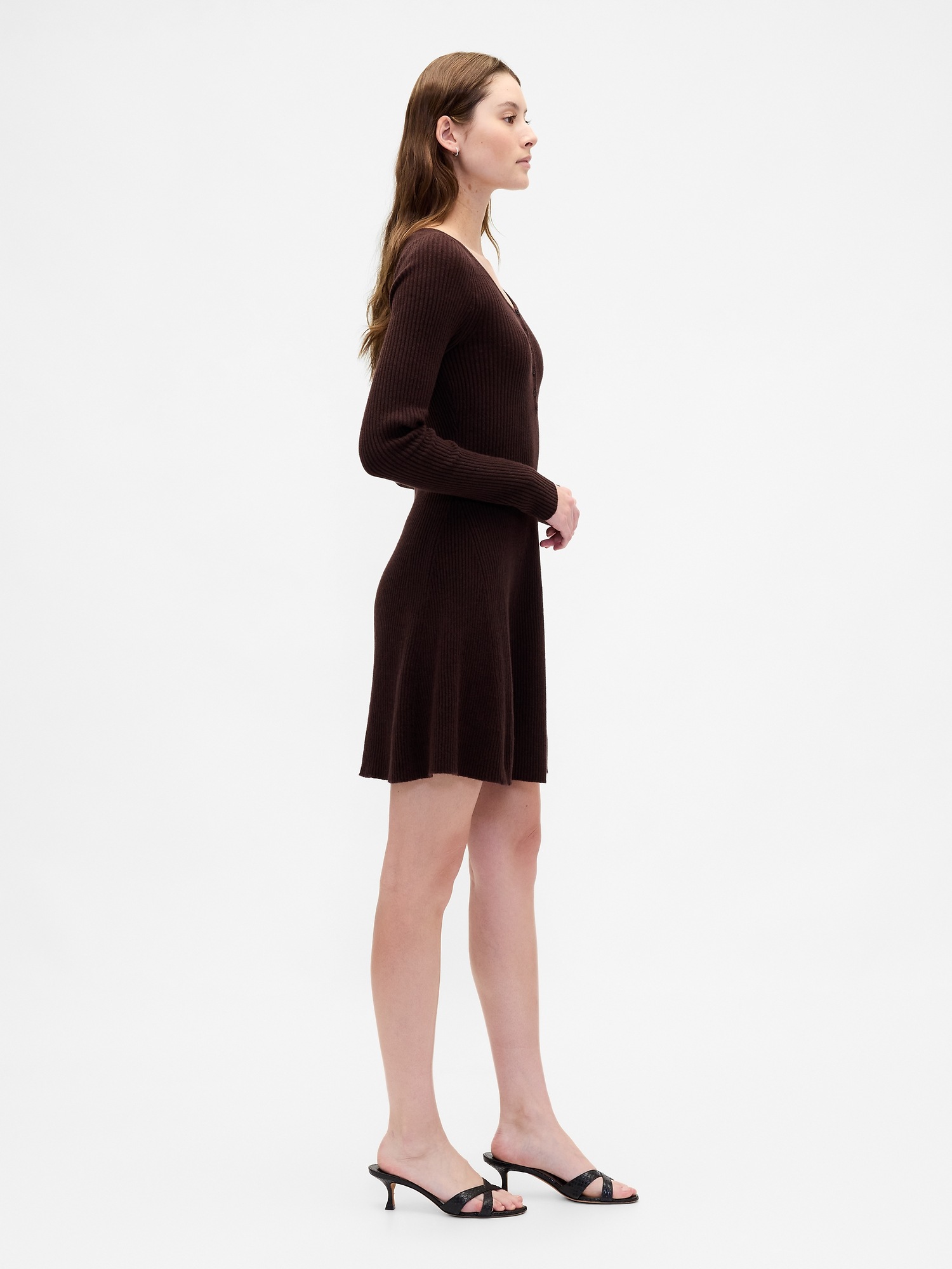 Женское платье Gap CashSoft Rib Sweater Mini, цвет: Коричневый — фото 2