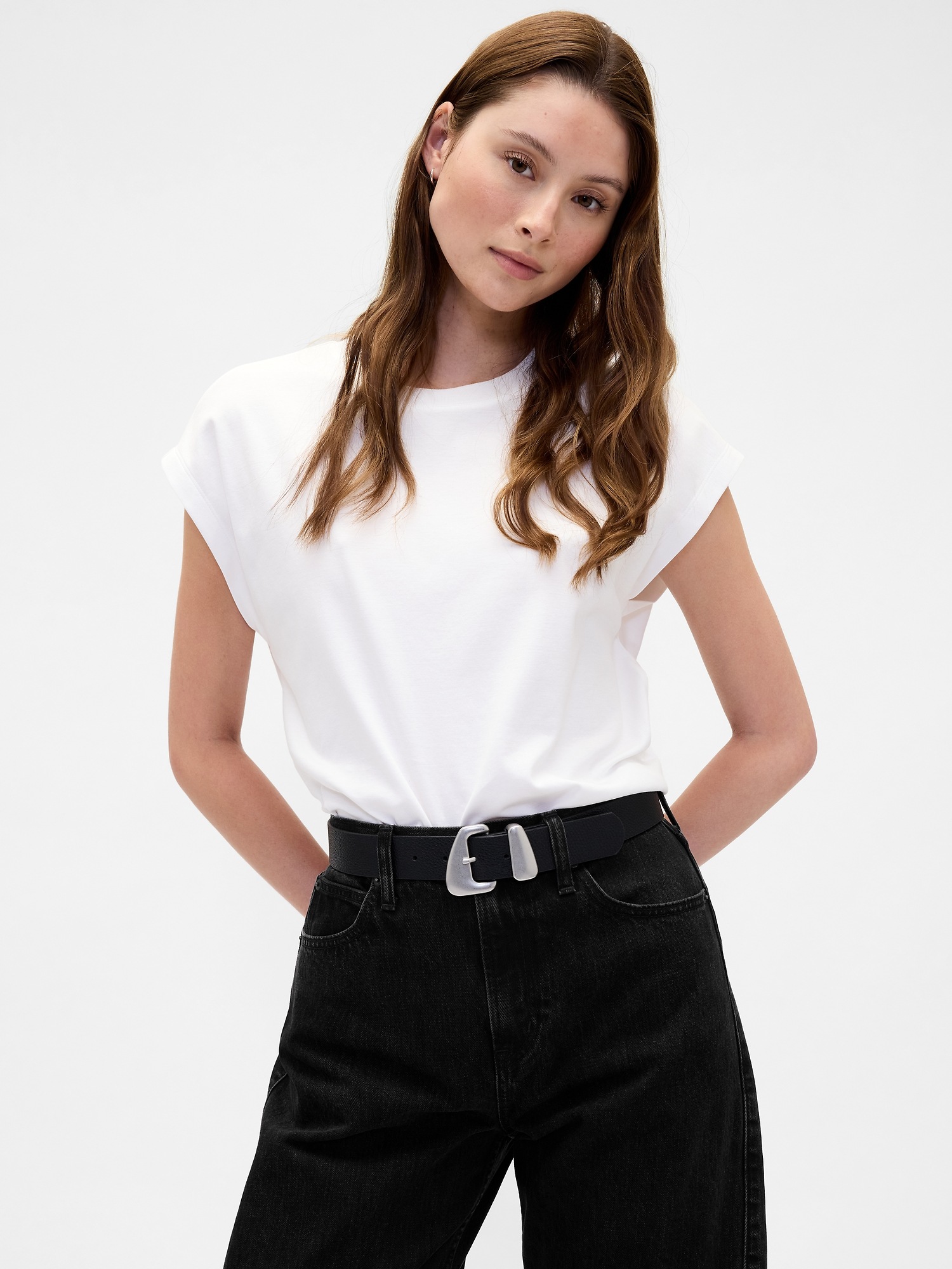 Gap Vegan Leather Pebble Angular Buckle Belt — фото 2