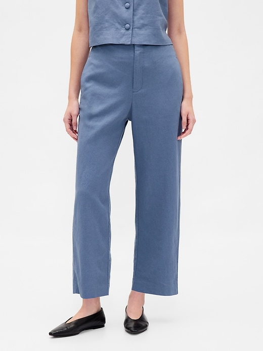 Image number 2 showing, Linen-Blend Relaxed Straight Ankle Pants
