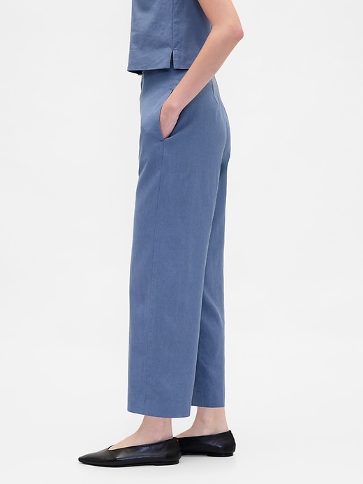 Image number 3 showing, Linen-Blend Relaxed Straight Ankle Pants