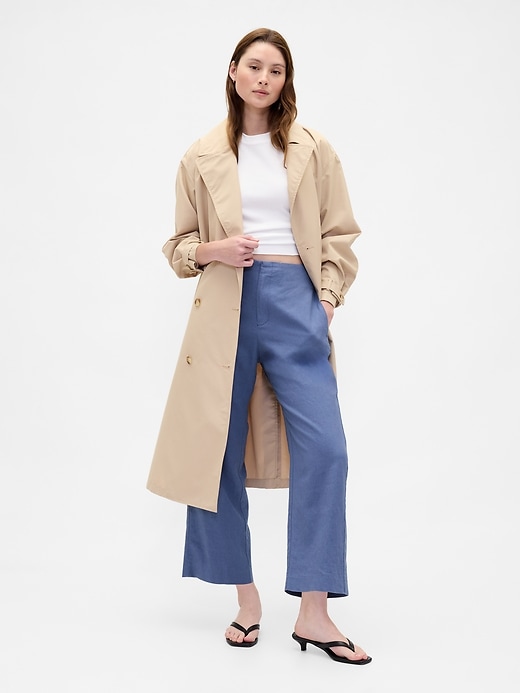 Image number 8 showing, Linen-Blend Relaxed Straight Ankle Pants