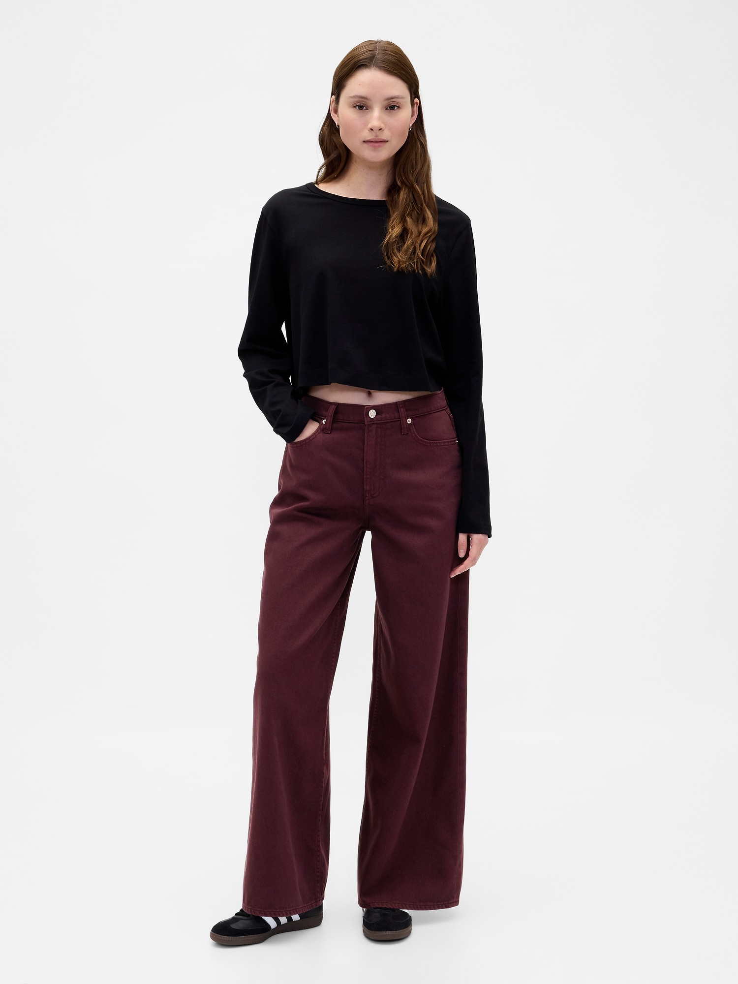 Mid Rise UltraSoft Baggy Jeans - Bordeaux Purple