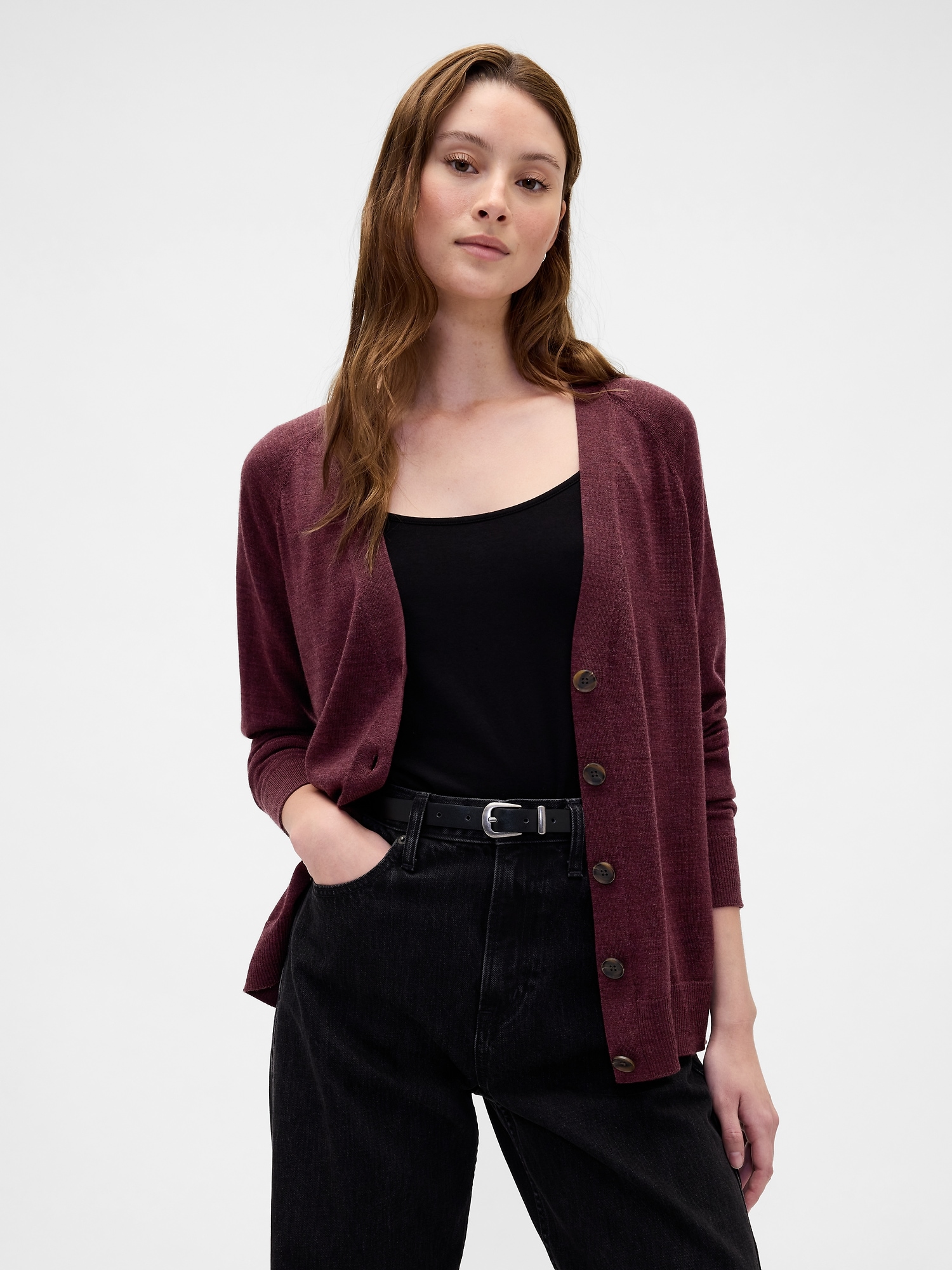 Merino Boyfriend Cardigan - Tuscan Red