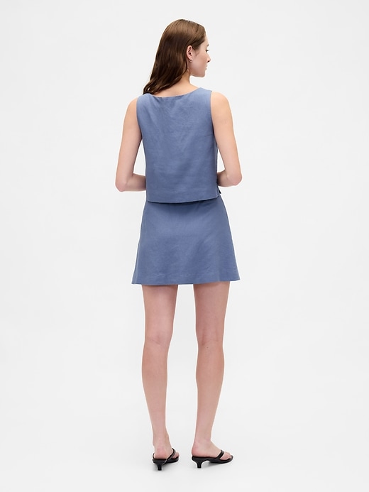 Image number 2 showing, Linen-Blend Button-Front Mini Skort