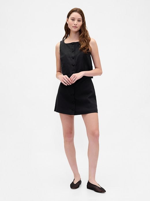 Image number 5 showing, Linen-Blend Button-Front Shell Top