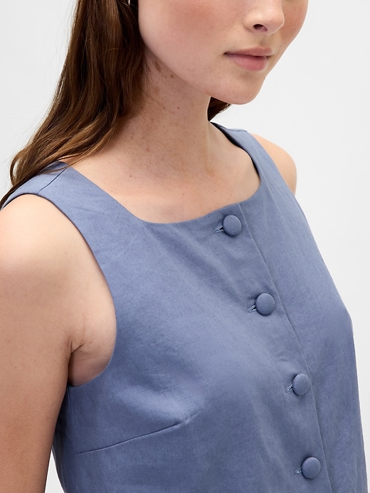Image number 4 showing, Linen-Blend Button-Front Shell Top