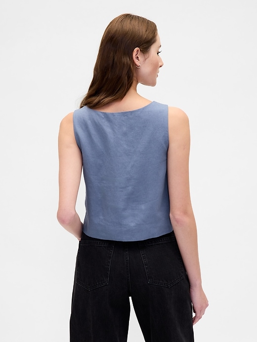 Image number 3 showing, Linen-Blend Button-Front Shell Top