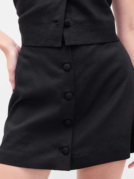 Image number 4 showing, Linen-Blend Button-Front Mini Skort