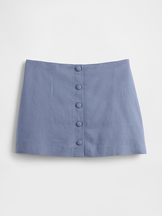 Image number 5 showing, Linen-Blend Button-Front Mini Skort