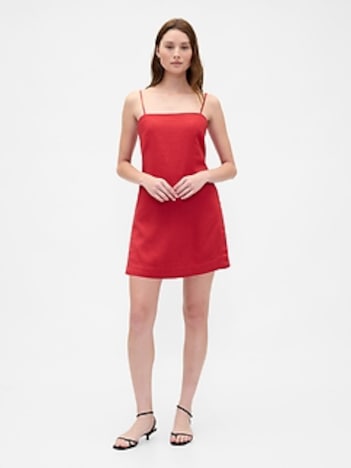 Linen-Blend Mini Skort Dress