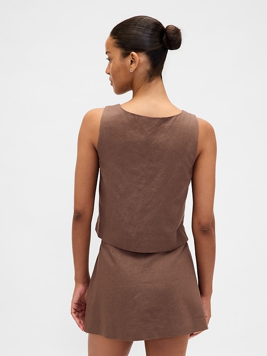 Image number 3 showing, Linen-Blend Button-Front Shell Top