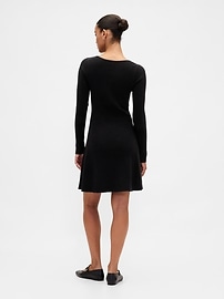 CashSoft Rib Mini Sweater Dress - Black - View 16