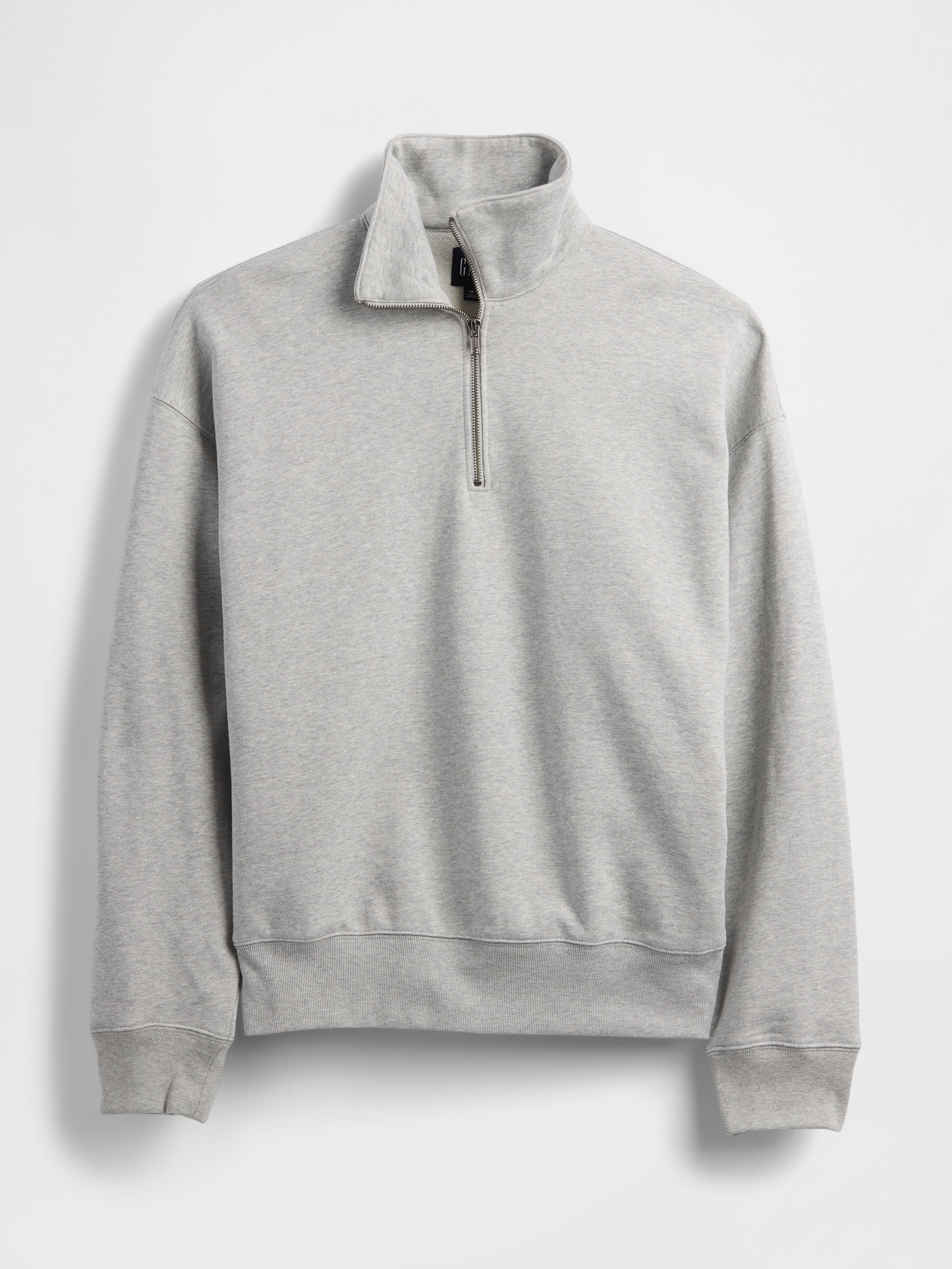 Heavyweight Oversized Quarter-Zip Pullover - Grey Heather
