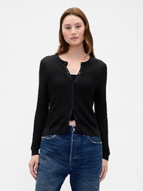 CashSoft Stretch Pointelle Cardigan