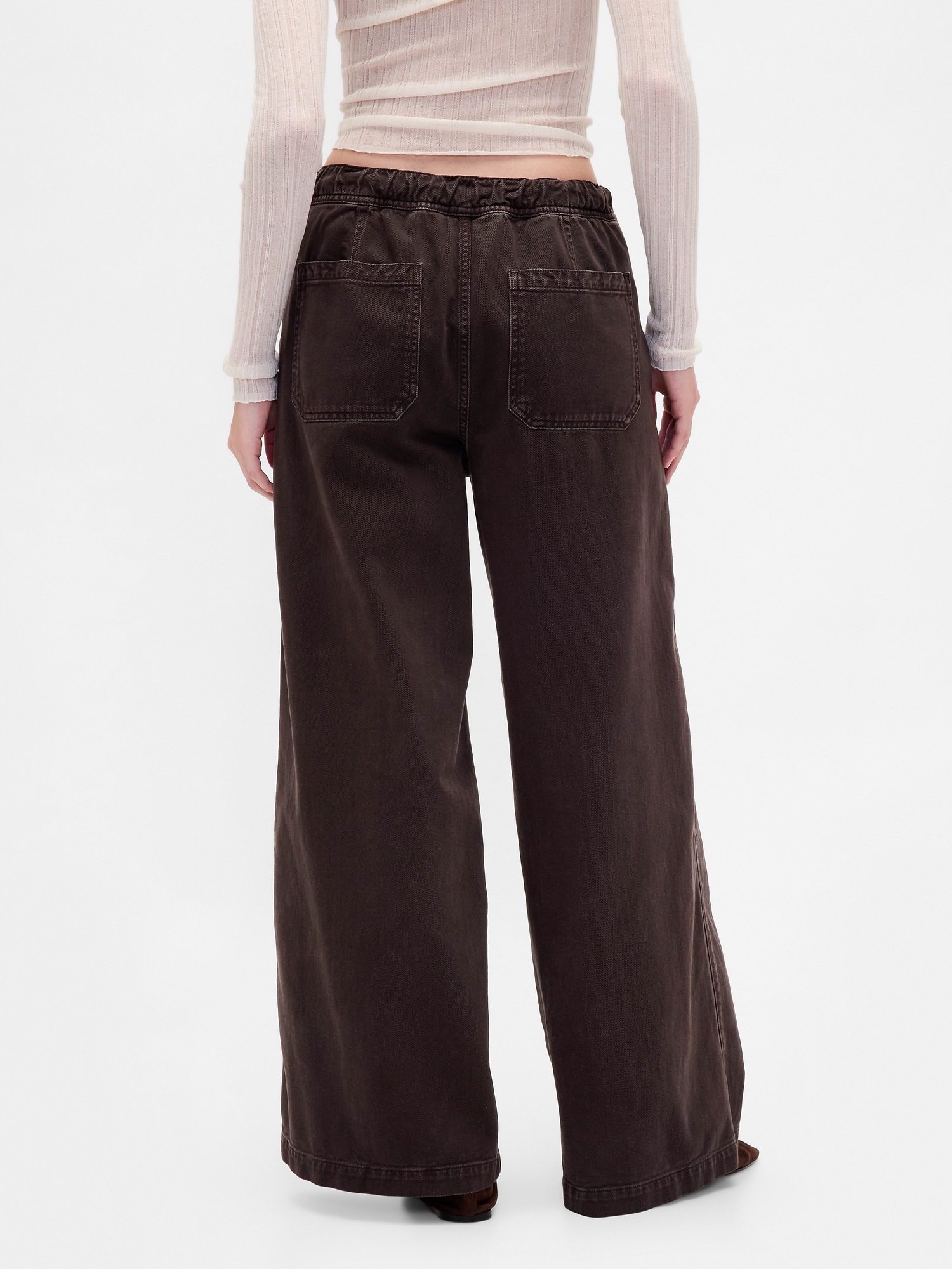 Женские брюки Gap Mid Rise Easy Baggy, цвет: Коричневый — фото 4