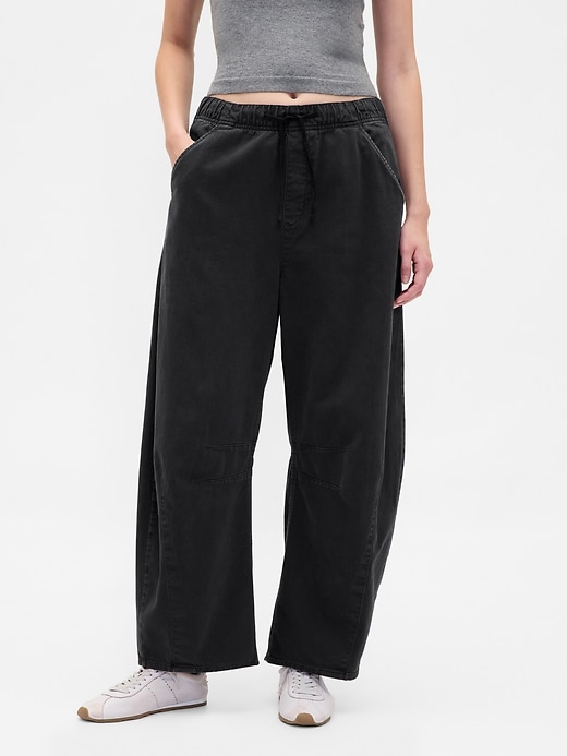 2 of 8 showing, with the color Black of product Mid Rise Twill Easy Horseshoe Pants