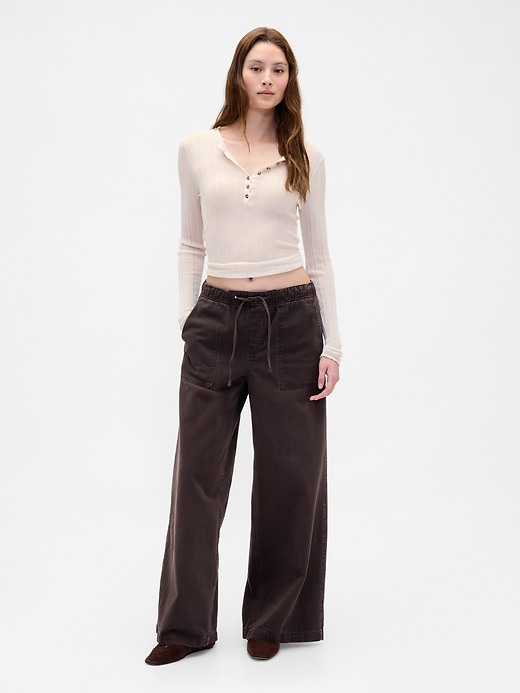 1 of 8 showing, with the color Terra brown of product Mid Rise Easy Baggy Pants