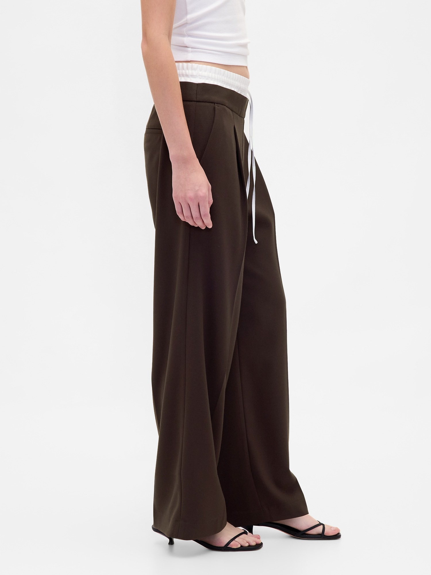 Женские брюки Gap Mid Rise Double-Waist, цвет: Коричневый — фото 3