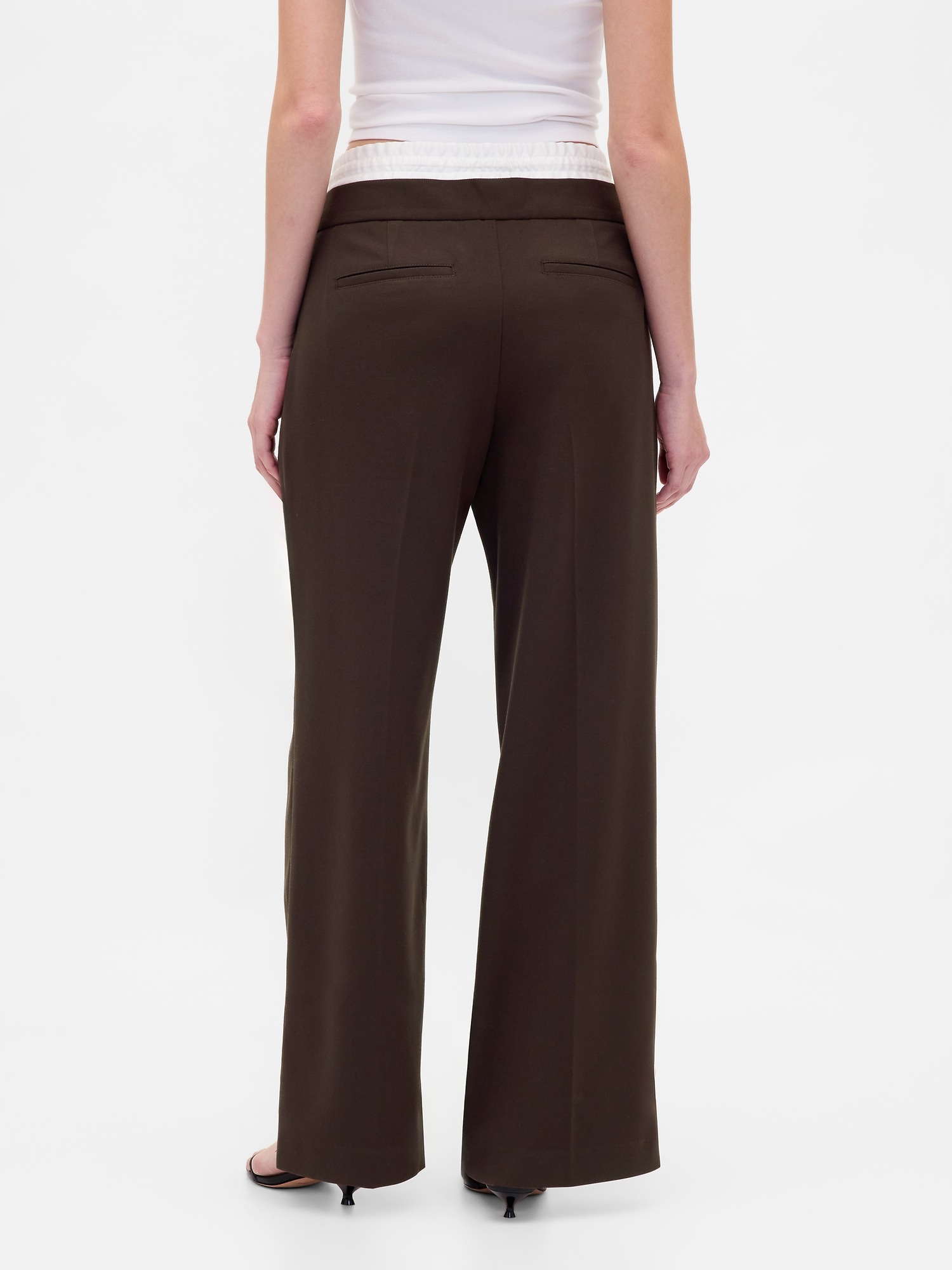 Женские брюки Gap Mid Rise Double-Waist, цвет: Коричневый — фото 4