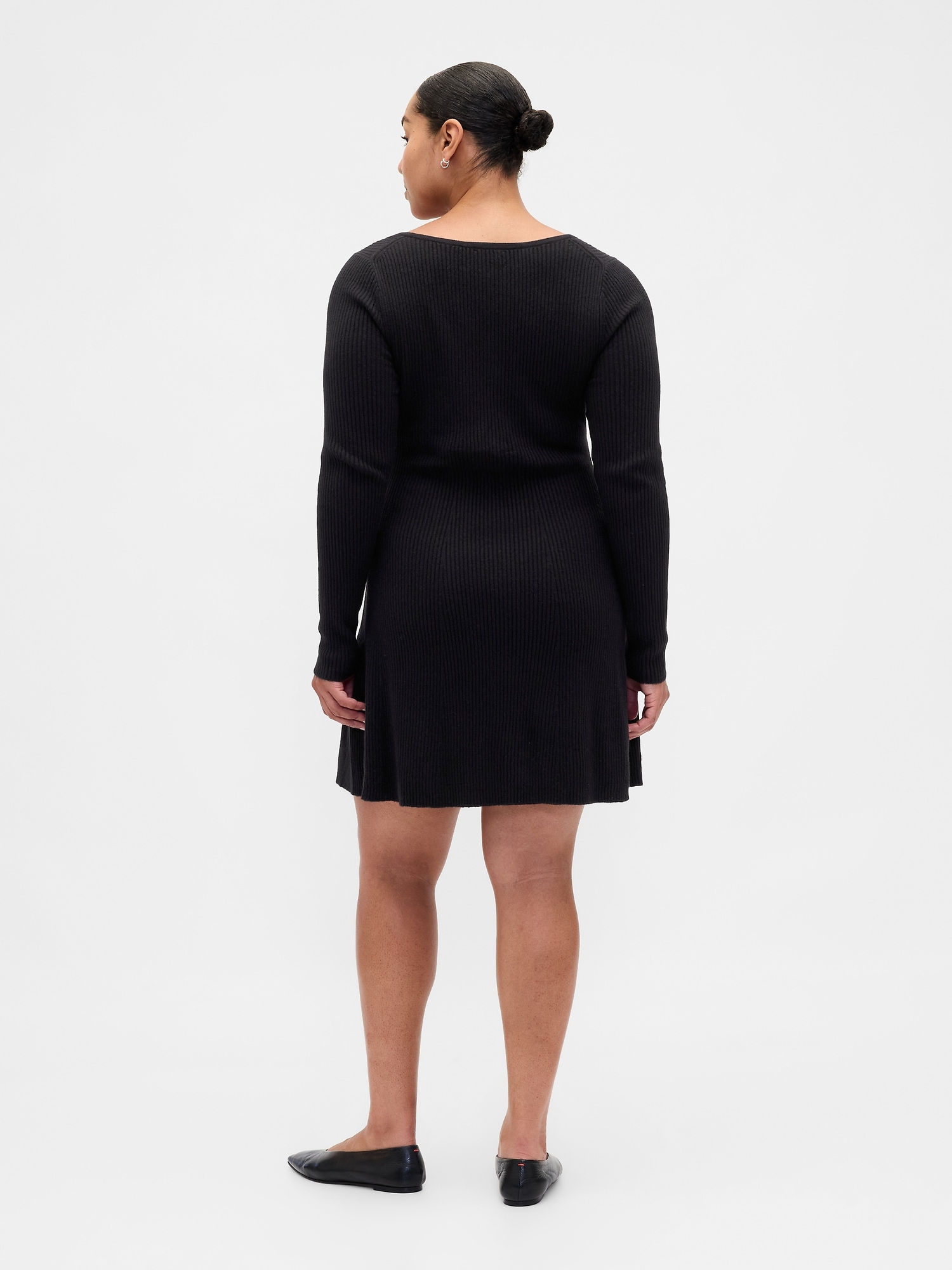 CashSoft Rib Mini Sweater Dress - Black - View 48