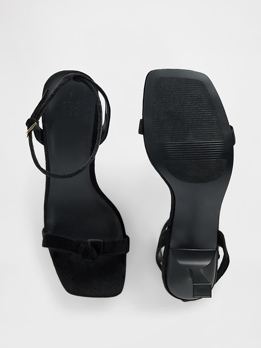 Image number 3 showing, Velvet Bow Open-Toe Strappy Kitten Heels