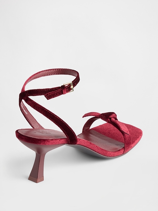 Image number 4 showing, Velvet Bow Open-Toe Strappy Kitten Heels