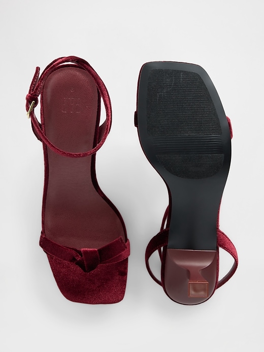 Image number 3 showing, Velvet Bow Open-Toe Strappy Kitten Heels