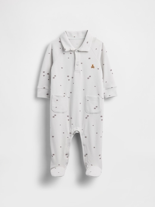 Image number 1 showing, Baby Softspun Polo Footed One-Piece