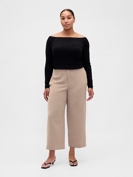 Image number 6 showing, High Rise Twill Straight Ankle Pants
