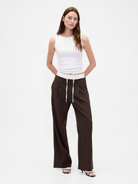 Mid Rise Double-Waist Pants