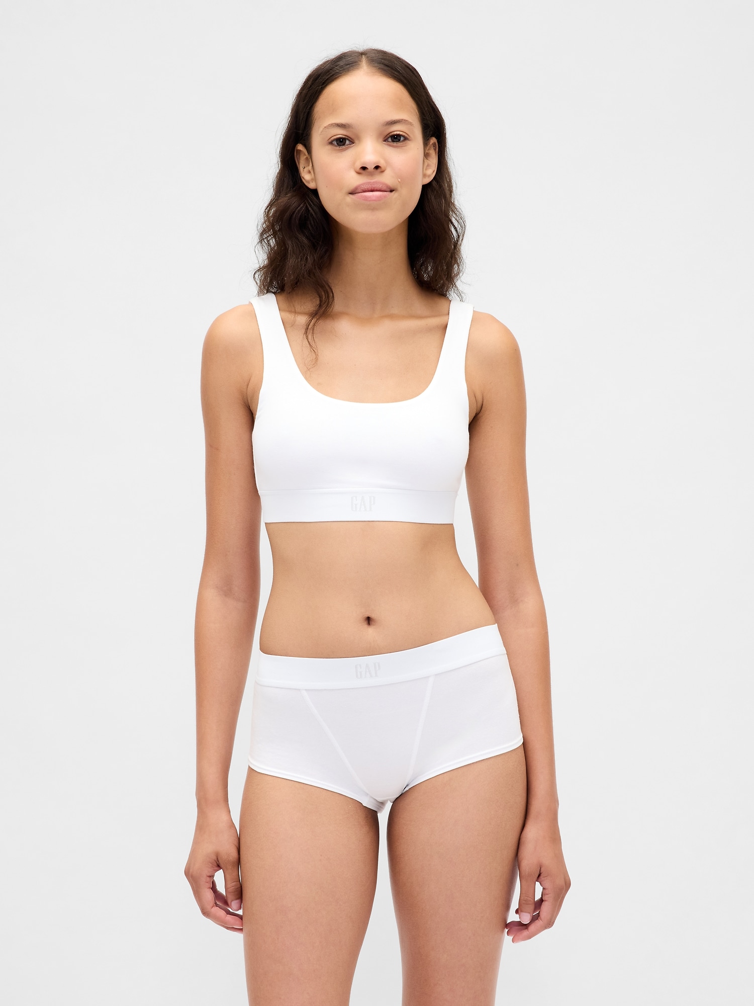 Organic Stretch Cotton Gap Logo Bralette - Optic White