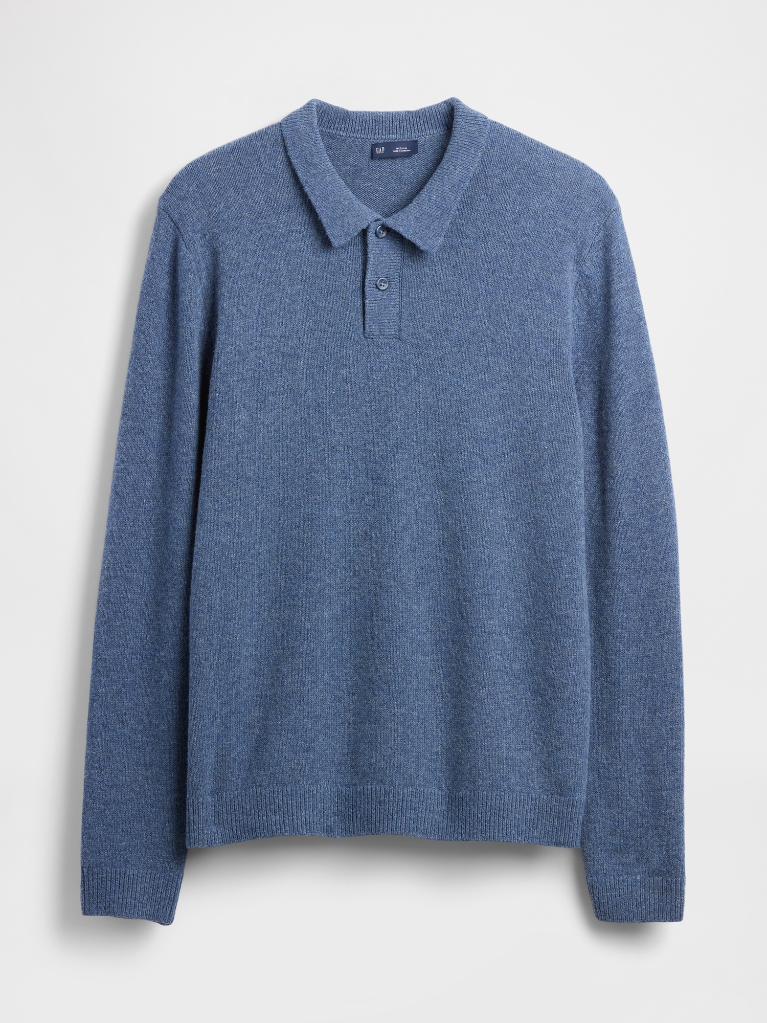Мужской свитер Gap Merino Wool-Blend Polo Sweater, цвет: Cornflower — фото 5