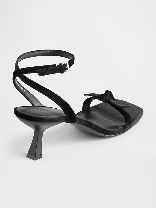 Image number 4 showing, Velvet Bow Open-Toe Strappy Kitten Heels