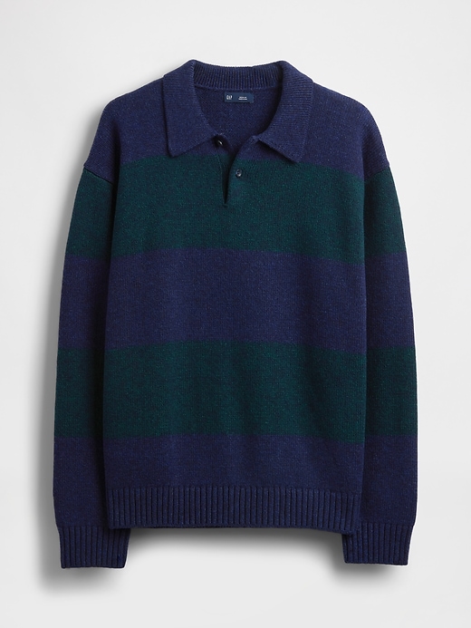 Image number 5 showing, Rugby Stripe Relaxed Polo Sweater