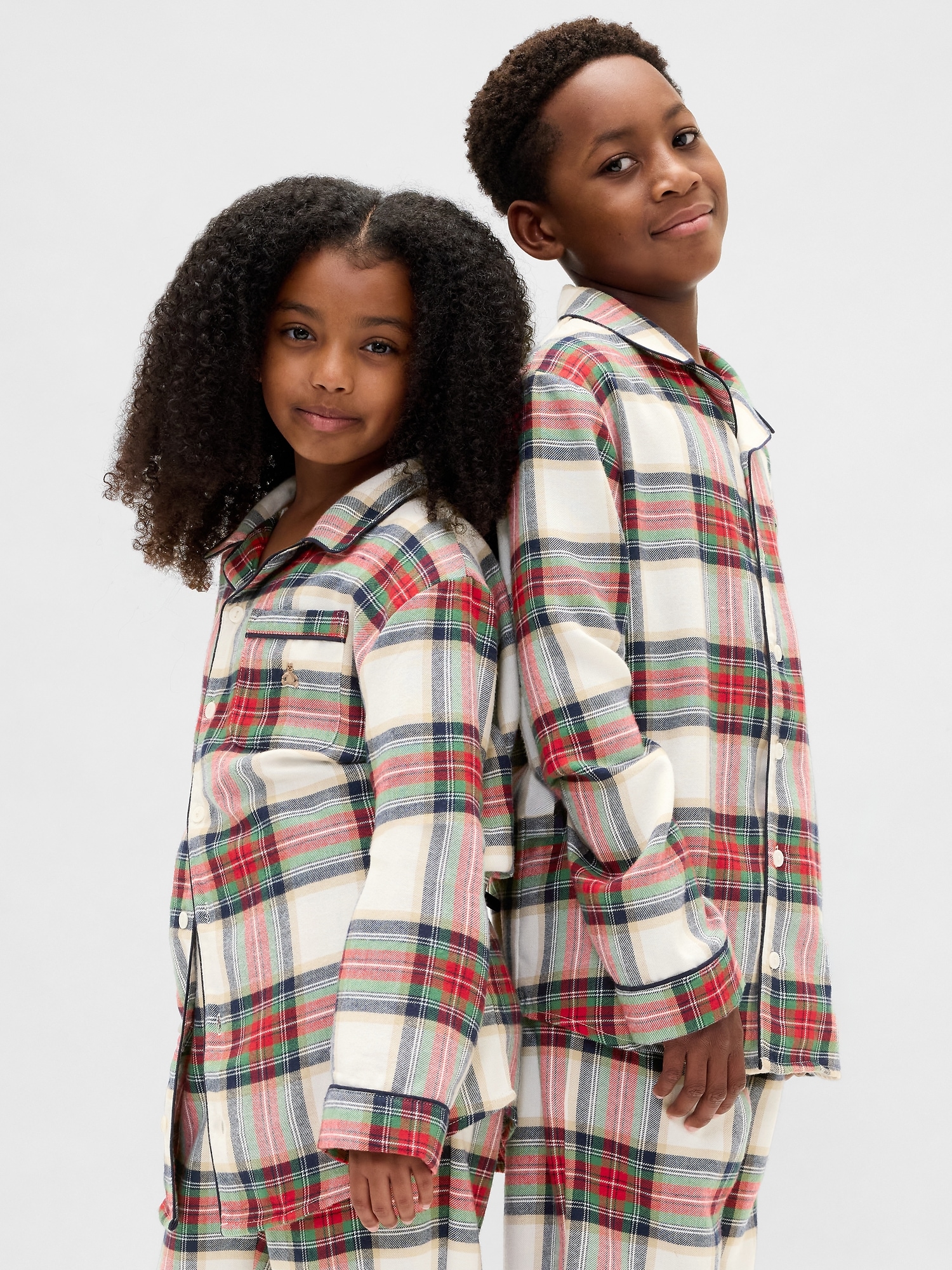 Kids Recycled Flannel PJ Set - Chino Tartan Plaid