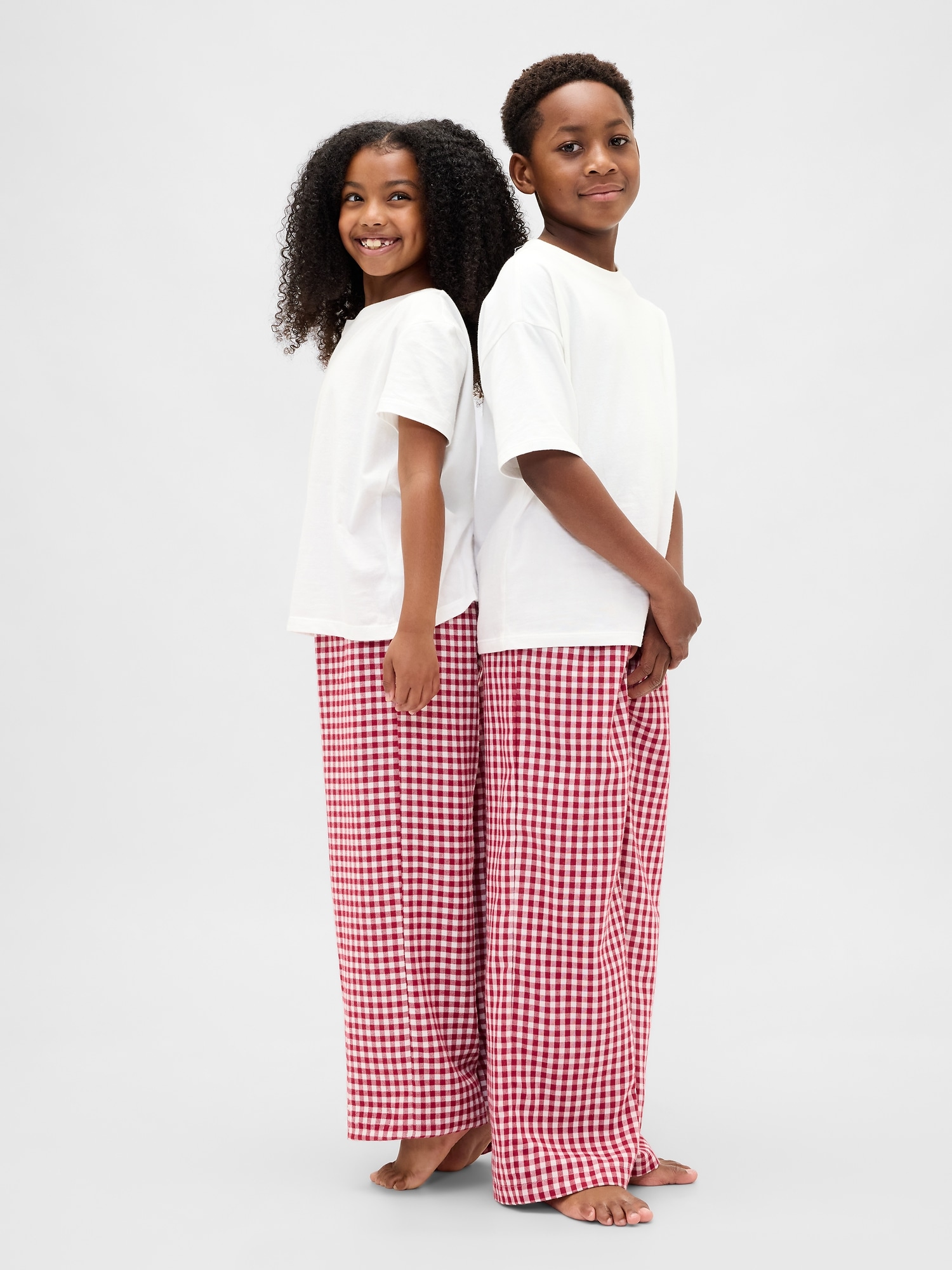 Kids Recycled Flannel PJ Pants - Red Gingham