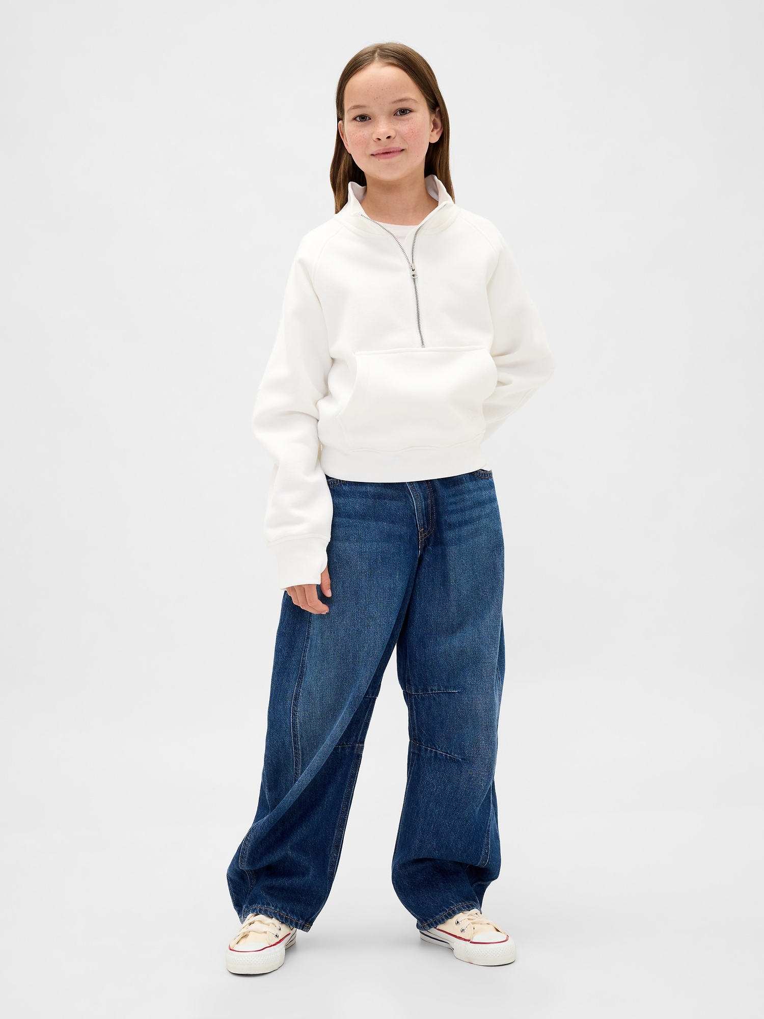 Детский свитер Gap VintageSoft Half-Zip Pullover, цвет: Молочный белый — фото 4