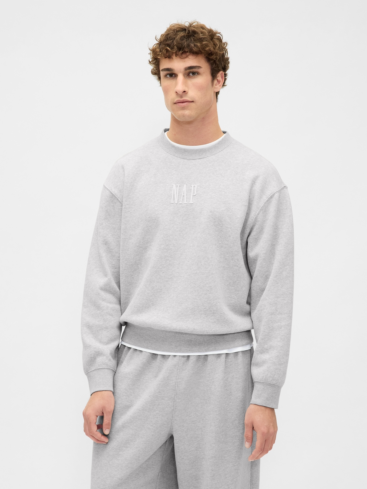 Gap Vintagesoft Nap Logo Sweatshirt In Gray
