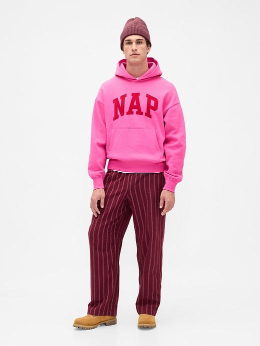 2 of 8 showing, with the color STANDOUT PINK of product VintageSoft Heavyweight NAP Logo Hoodie