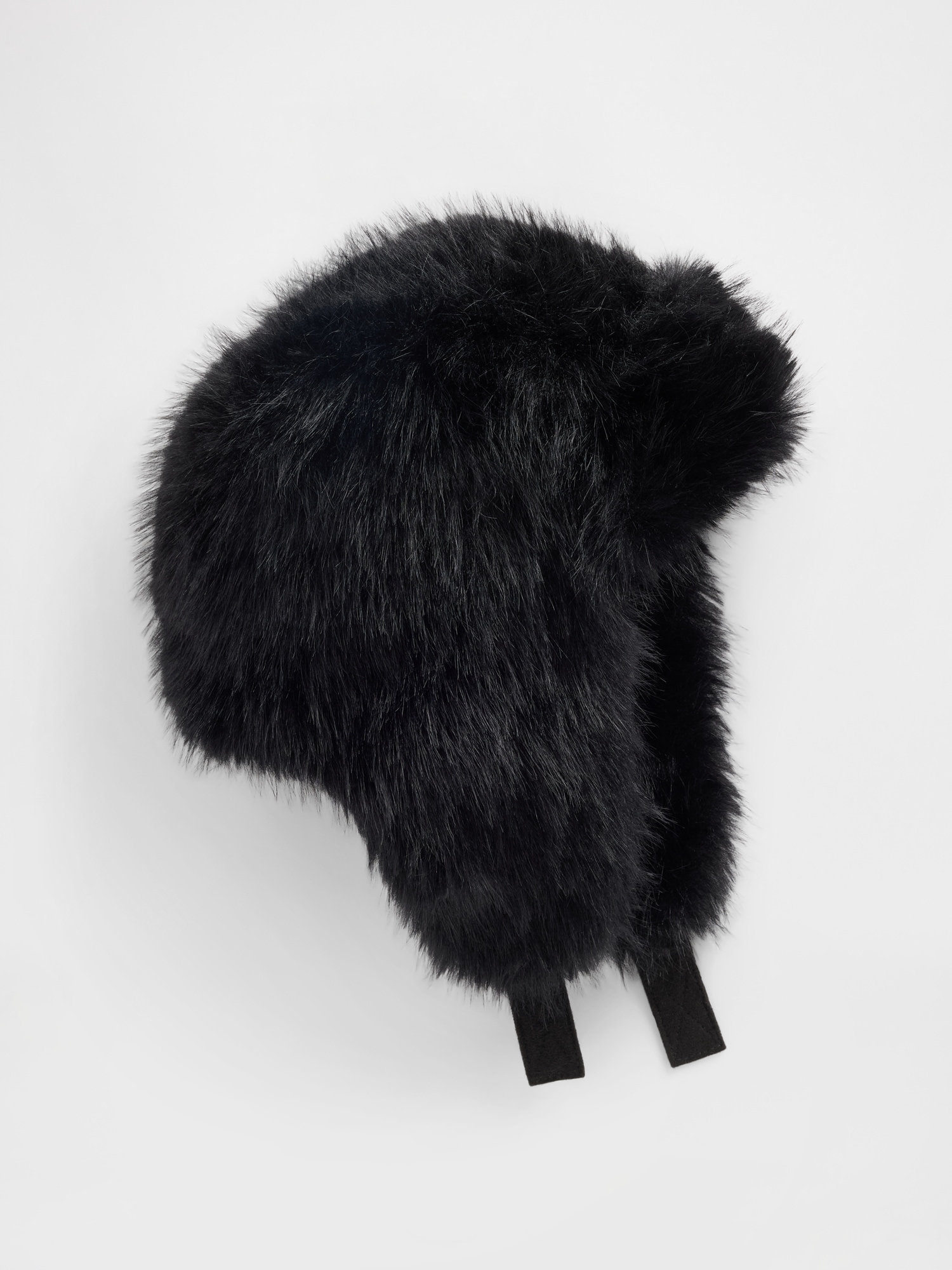 Kids Faux Fur Trapper Hat - Black