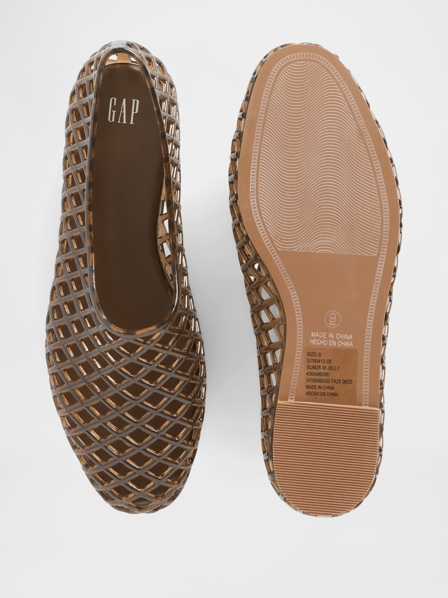 Женские балетки Gap Jelly Ballet Flats, цвет: Янтарный коричневый — фото 3