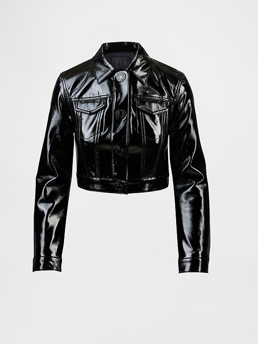 Image number 7 showing, GapStudio Vegan Patent Leather Crop Jacket