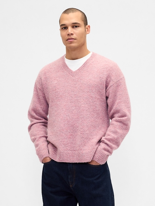 Image number 1 showing, Relaxed V-Neck Crop Sweater